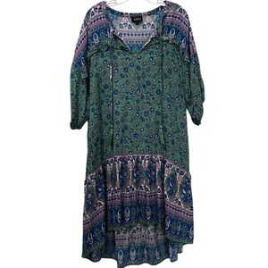 Gigio Large Floral High Low Flowy Bohemian Dress B4